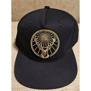 NWOT JAGERMEISTER Snapback Black W/ GOLD DEER Logo Embroidery Baseball Cap Hat